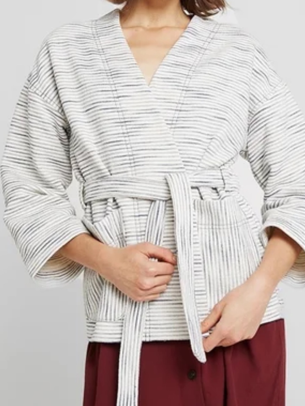 Madewell Texture & Thread Striped Knit Belted Wrap Jacket Cardigan Size Small